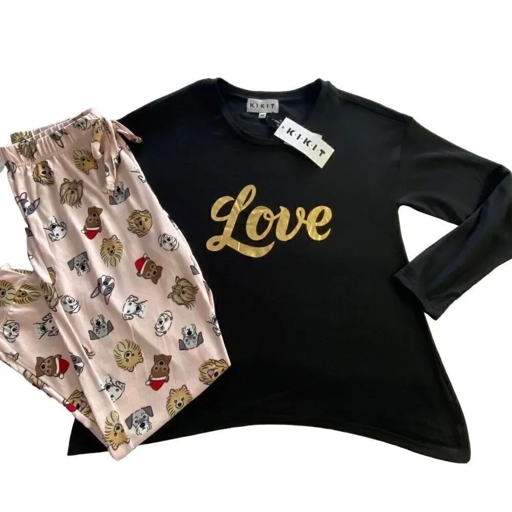 KIKIT Medium 2-Pc. Love Long Sleeve & Pant Sleepwear